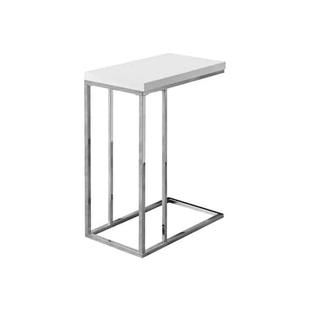 Monarch Specialties Accent Table - Glossy White With Chrome Metal I 3008